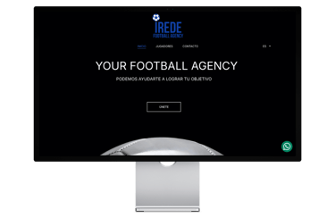 Pantallazo de la pagina de inicio de una web de una agencia de fútbol