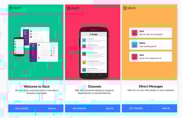 Review of the welcome journey for the Slack app with screenshots.