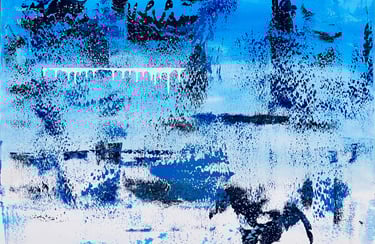 Acrylic painting Acrylbild Acryl Gemälde Bild blau weiß Winter abstrakt blau weiß Winter