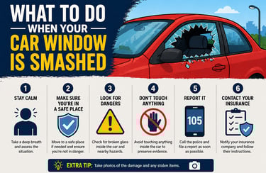 Step by step guide - what to do when car window is smashed