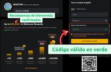 Bono de bienvenida Bybit: usa el código de referido activo BONUSOK