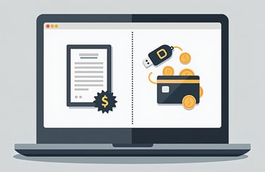 a laptop computer with a credit card 