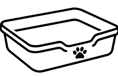 Black pawprint in outlined litter box—icon for Louisiana AKC Chihuahua training info