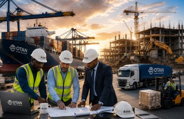 Engineers planning an integrated marine, construction and logistics project