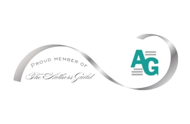 Official Proud Member of The Authors Guild logo featuring a silver ribbon design.