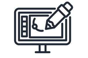 drawings on computer screen with drawling tool icon