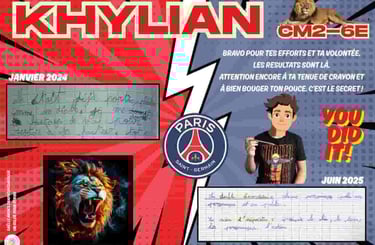 Voici le diplôme donné à Khylian à la fin de sa rééducation de graphopédagogie.