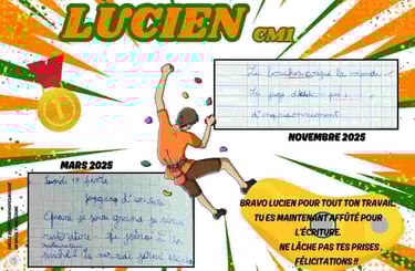 Voici le diplôme donné à Lucien à la fin de sa rééducation de graphopédagogie.