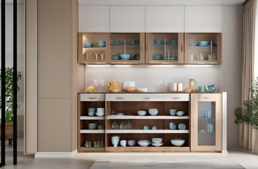 Modular Crockery Unit with Glass Shelves