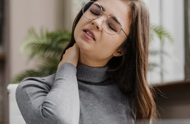 Morning neck stiffness and pain due to poor sleeping posture.