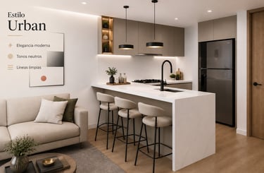 cocina estilo urban moderna para apartamento