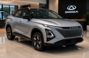suv omoda em showroom moderno com design inspirado em tecnologia tesla e durabilidade toyota