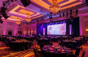 a large screen screen in a large room