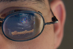 Eyeglasses showing the  reflection of image of abdomiinal ultrasound in our training course.