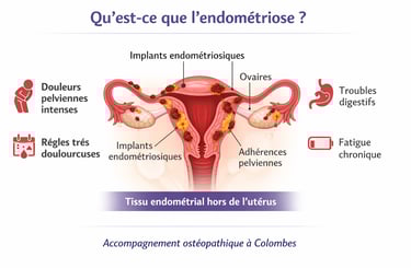 Illustration de l'endometriose accompagnement osteopathique Colombes