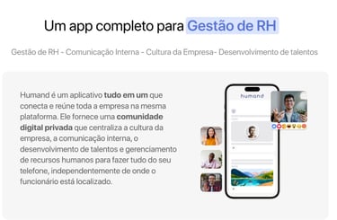 Um celular com pessoas conversando, falando sobre oaplicativo Humand para RH e Comunicação Interna d