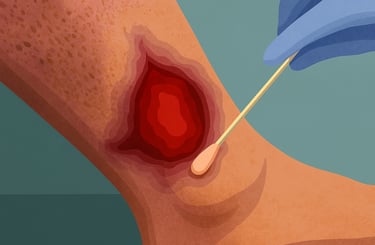 swabbing a chronic wound to test for protease