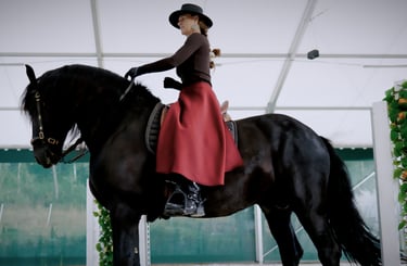 žena v jezdecké sukni chapskirt od equimovex