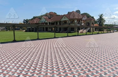 Commercial interlocking brick paving with turf lawn – Yie Yang Landscape