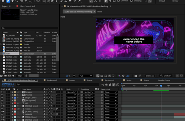 Inside look on the production of the project in After Effects.