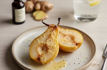 Poire rôtie gingembre légère, dessert airfryer minceur