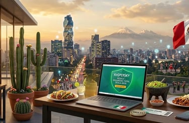 Balcón en Ciudad de México con cactus, tacos y tequila, con vista al Paseo de la Reforma y el softwa