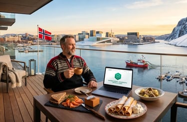KASPERSKY NORGE Premium beskyttelse, Oslofjord terrasse, ski randonnée, Brunost, Krumkake, Dale genser