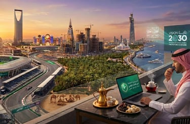 كاسبرسكي السعودية، حماية بريميوم، رجل يرتدي الشماغ يتناول التمر بيده اليمنى، برج المملكة، الكعبة المشرفة وشاشة باللغة العربية