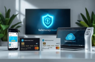 Safemoney.cloud online payment and banking with antivirus security on mobile, laptop, credit cards and terminal