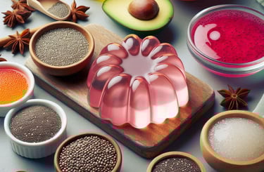 pink jelly with different seeds in bowls