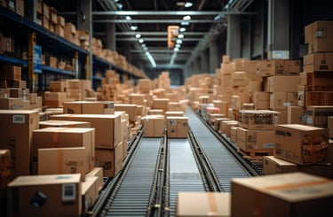 a train track with boxes of boxes on it