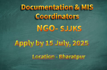 Shree Jan Jeevan Kalyan Sansthan (SJJKS) seeks Documentation & MIS Coordinators in Bharatpur