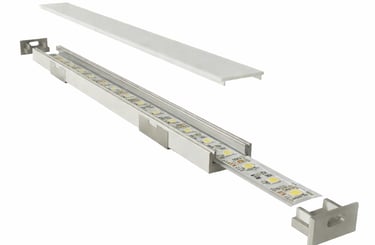 Vista explosionada Perfil SIRIUS: robusto 20,4x11,5mm con difusor opal.