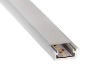 Perfil VEGA enrasado: empotrable minimalista de 7,5 mm para fresado.