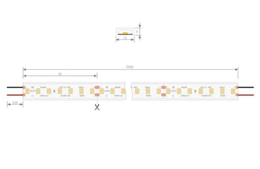 Esquema técnico IP67: dimensiones 12x5 mm, 24V y puntos de corte.