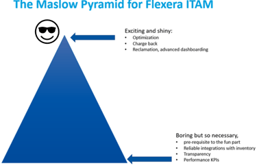 Charge Back and decentralized license accountability are on top of the SAM Maslow Pyramid.