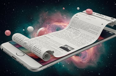 a cell phone with a paper roll of paper and a roll of paper