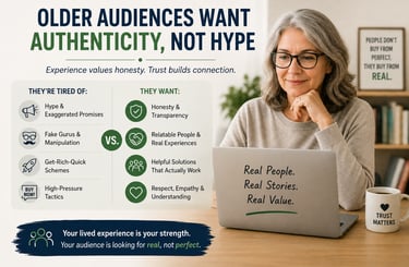 Older online audience valuing trust, authenticity, and honest digital marketing