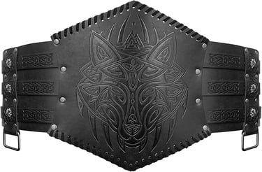 Mens Viking Embossed Waist Armor. Faux Leather Wide Belt. Norse Scandinavian Style Accessories