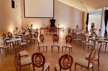 Open layout event space in Atlanta set up for a private celebration