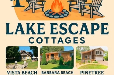 a lakefront home with chairs and a fire pit