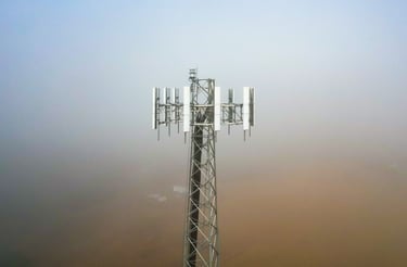 a drone image of a cell phone tower