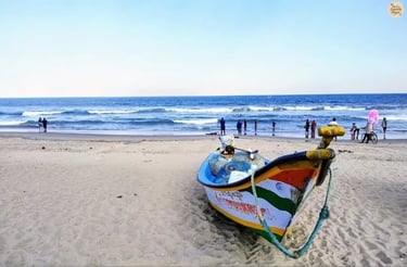 Calm waves over white sands at Pondicherry’s Serenity Beach.