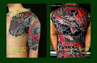 Dragon & Clouds Sleeve Tattoo