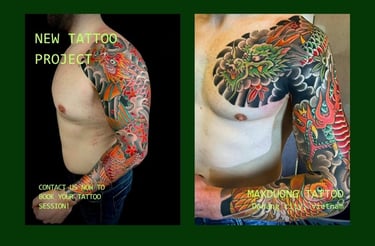 Koi Fish & Water Waves Tattoo