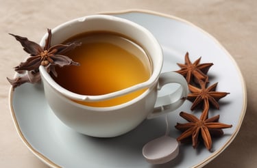 Cozy workspace with handmade textile accessories and a warm cup of tea by the window.