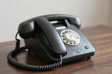 A friendly professional answering a phone call in a clean kitchen environment.