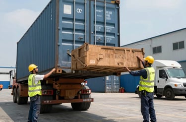 A friendly customer service representative assisting a client with freight shipping options over the phone.