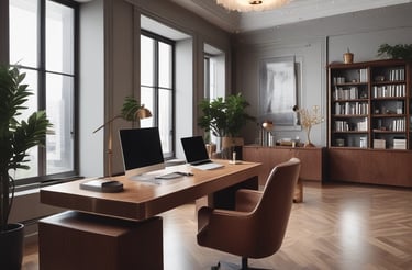 A sleek black and gold luxury business card on a dark background.