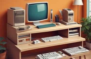 A cozy wooden workspace with laser engraving tools and a warm red and cream color palette.